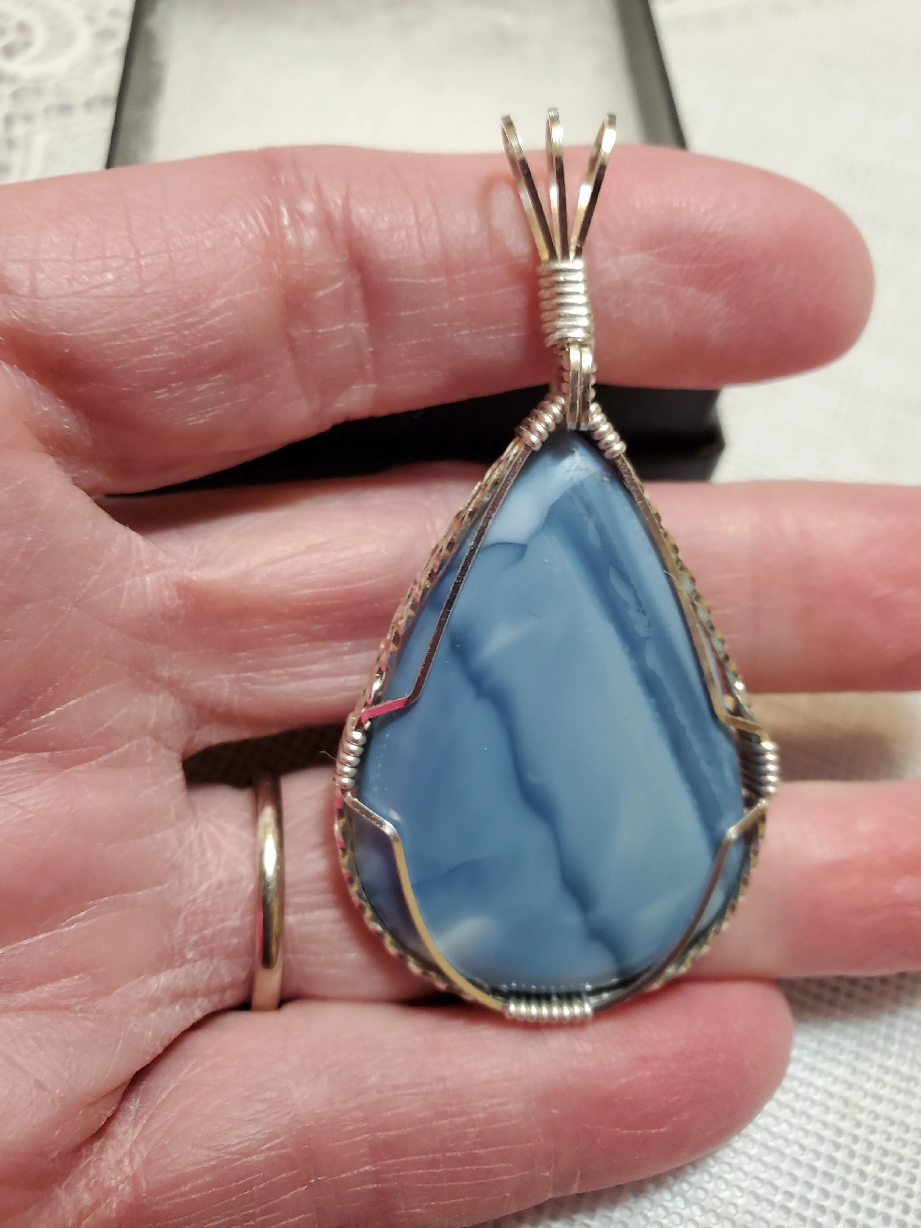 Custom Wire Wrapped Owyhee Opal Necklace/Pendant Sterling Silver