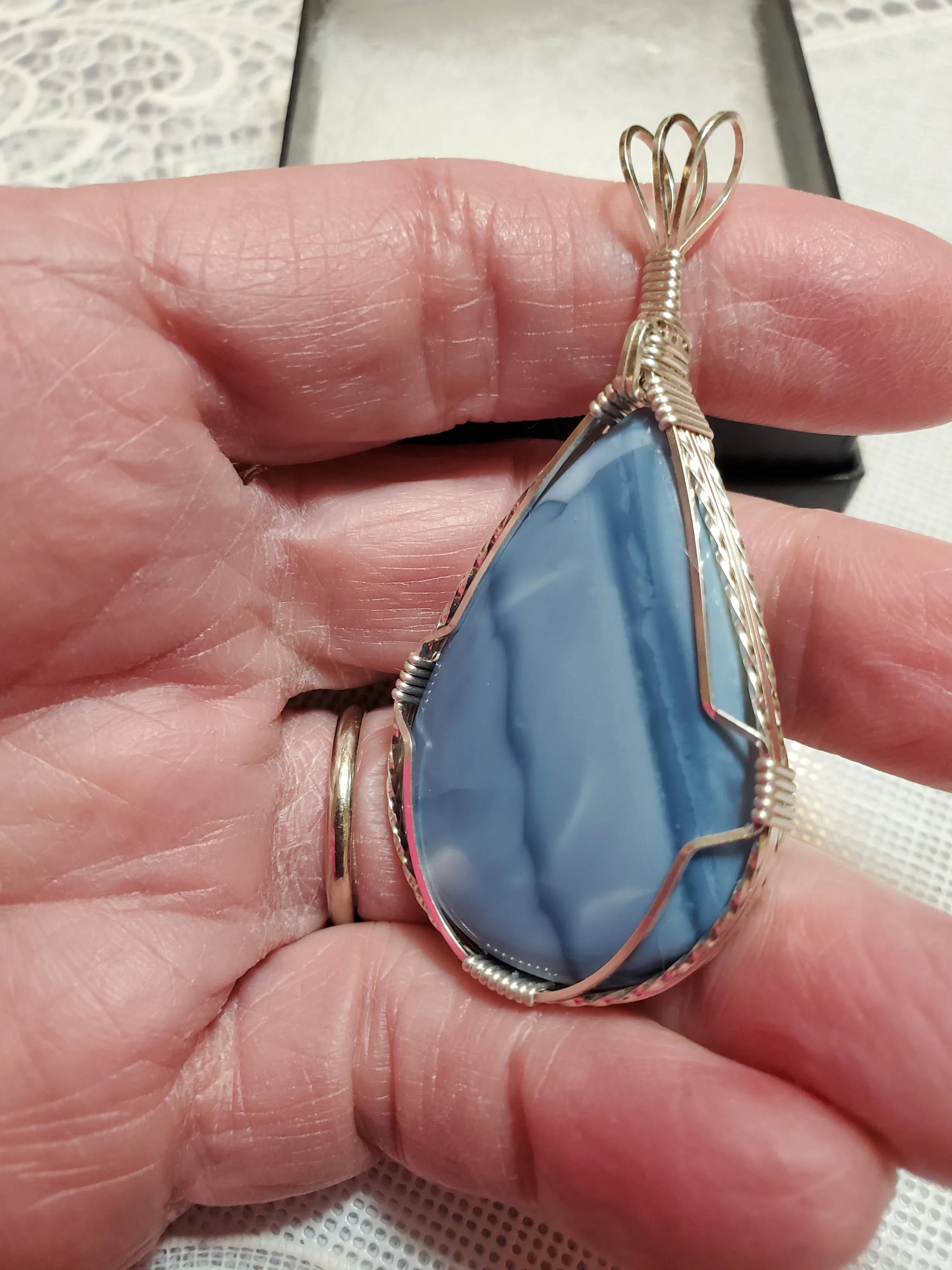 Custom Wire Wrapped Owyhee Opal Necklace/Pendant Sterling Silver