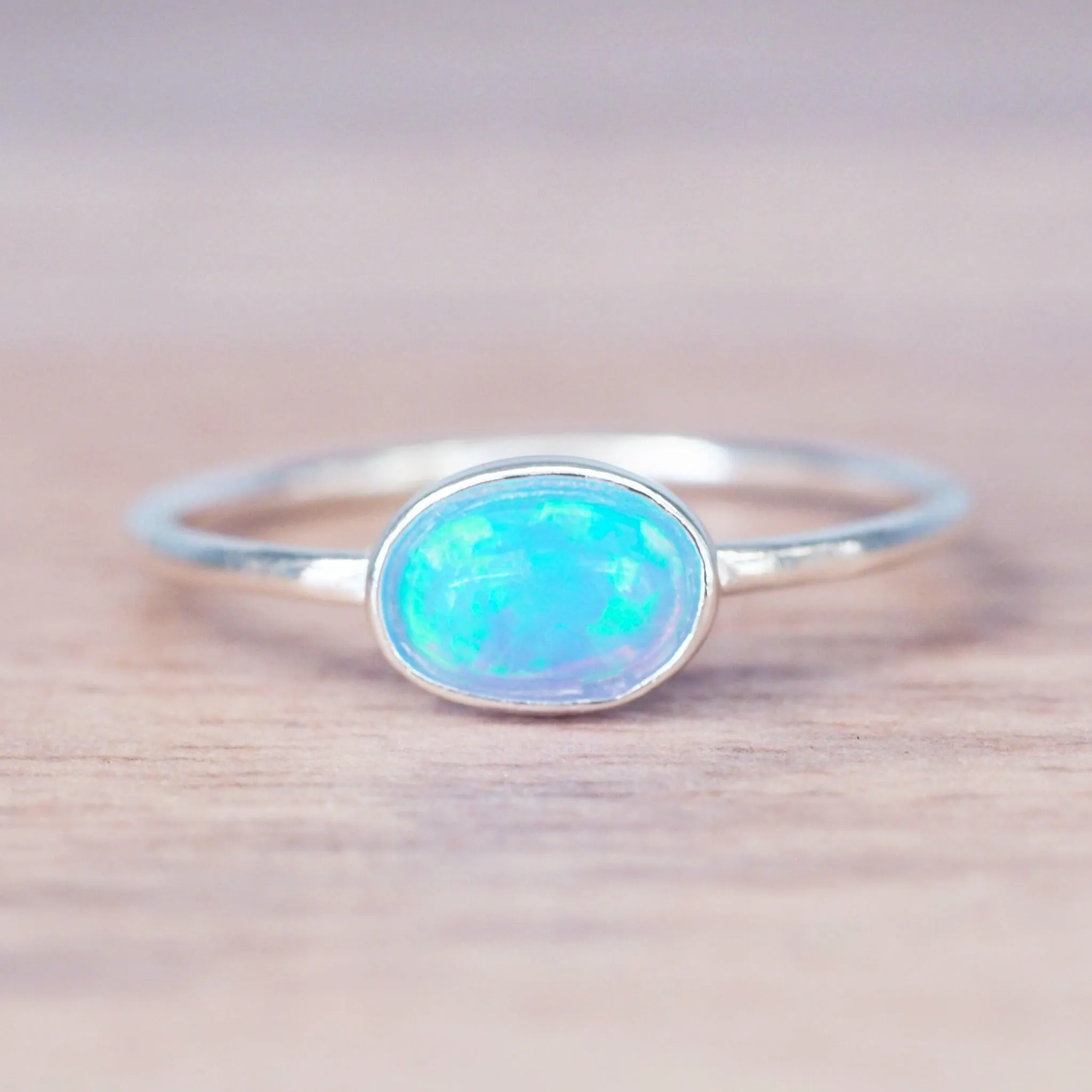 Dainty Blue Opal Ring