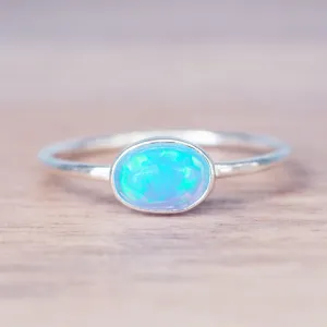 Dainty Blue Opal Ring