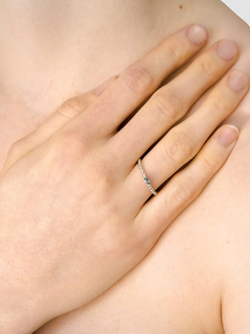 Dew Drop Baguette Stackable Ring