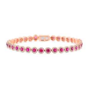Diamond & 3.65ct Ruby 14k Rose Gold Bracelet - 1.28ct