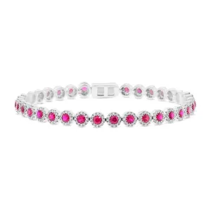 Diamond & 3.65ct Ruby 14k White Gold Bracelet - 1.28ct