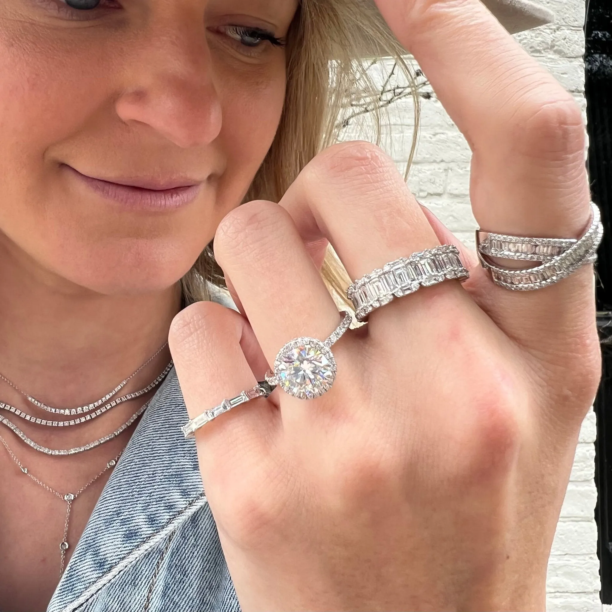 Diamond Baguette Halfway Band