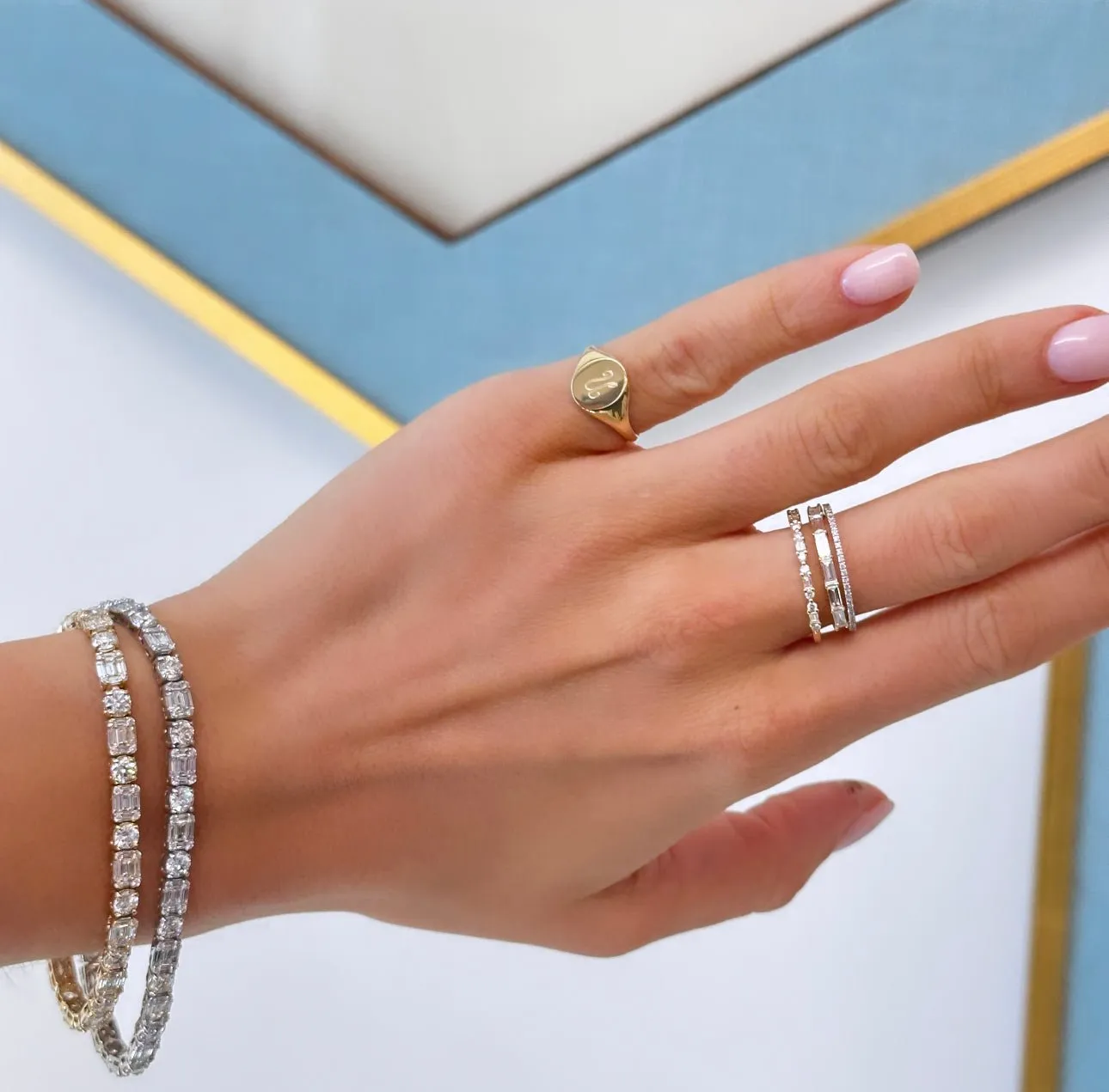 Diamond Baguette Halfway Band
