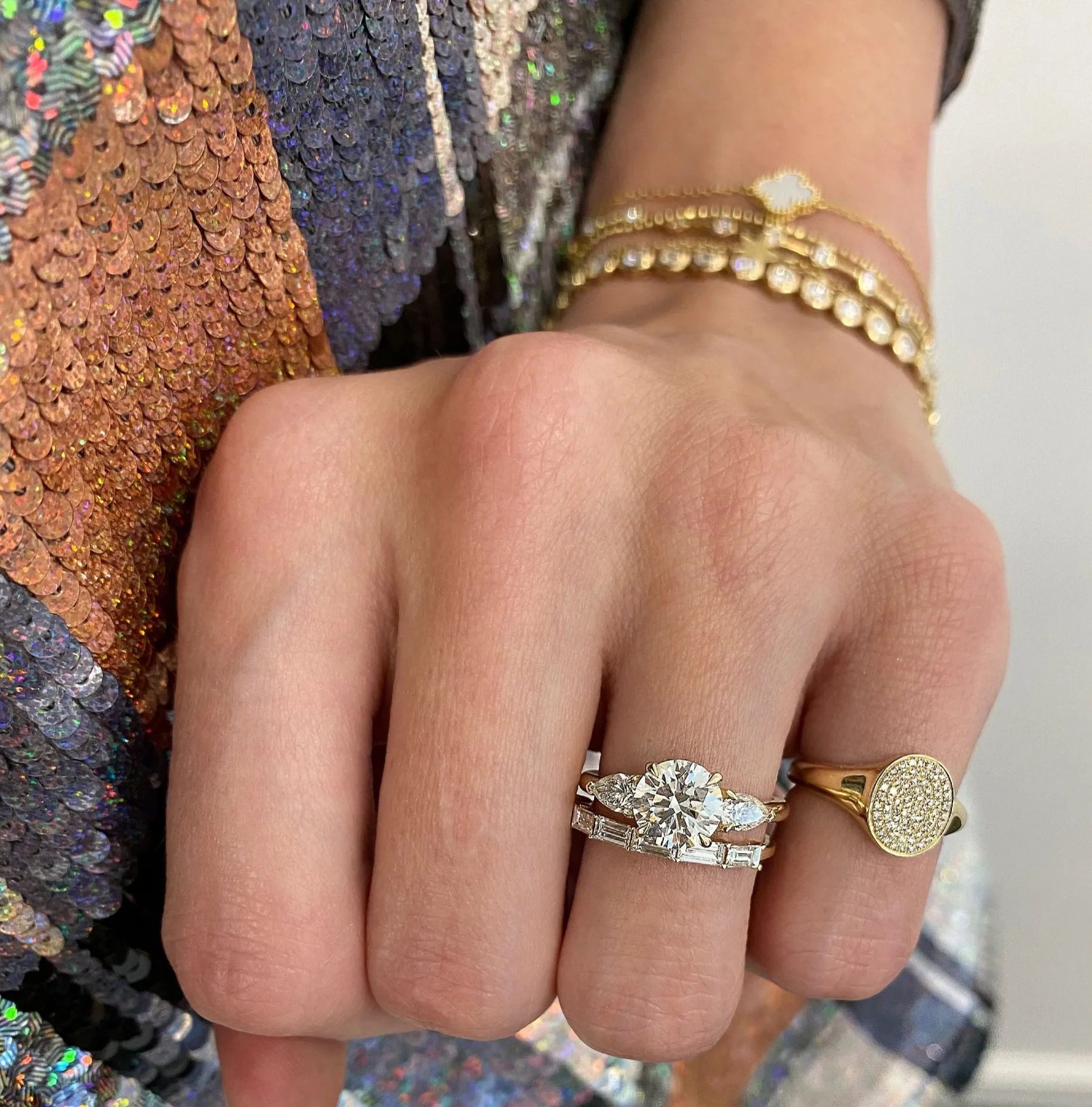Diamond Baguette Halfway Band