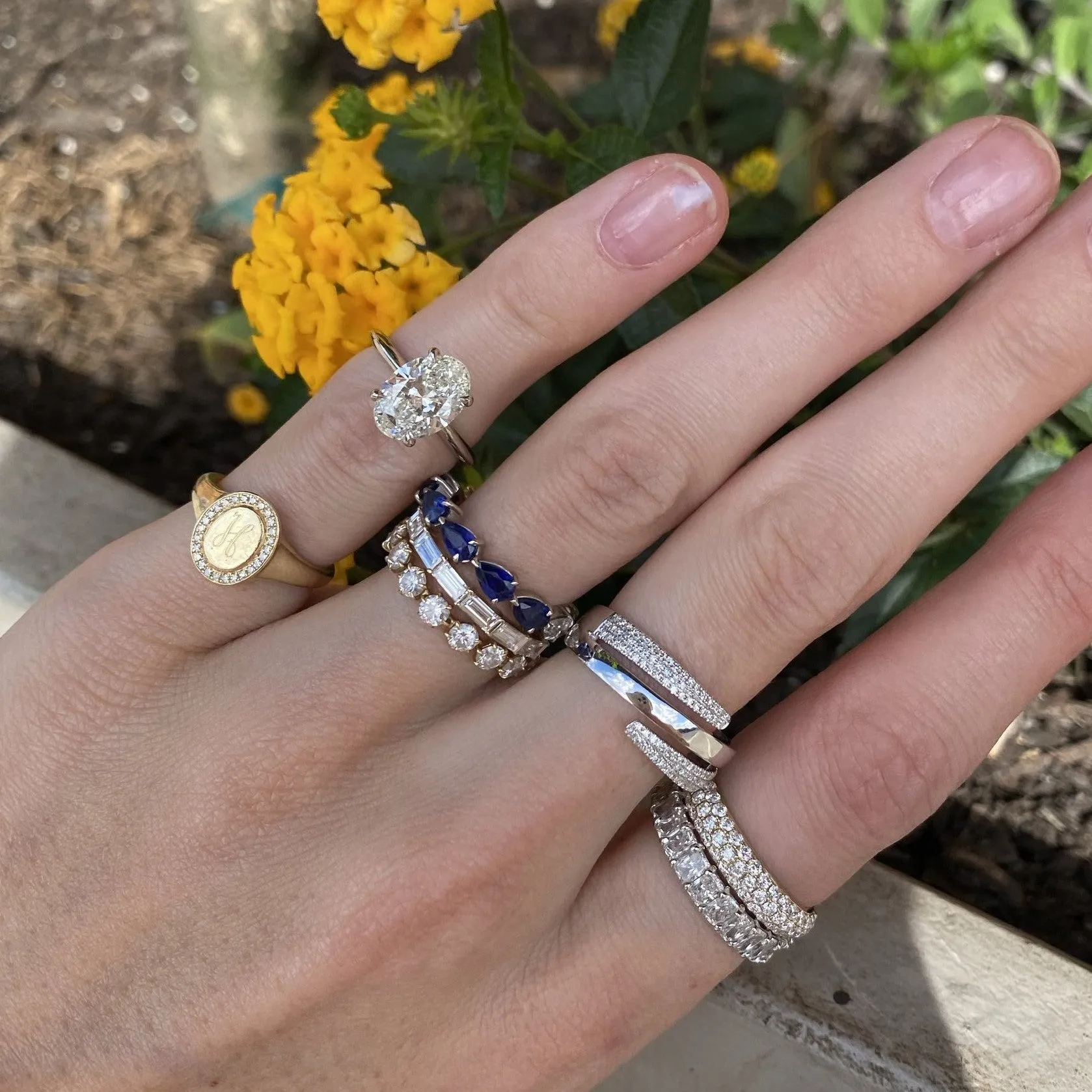 Diamond Baguette Halfway Band
