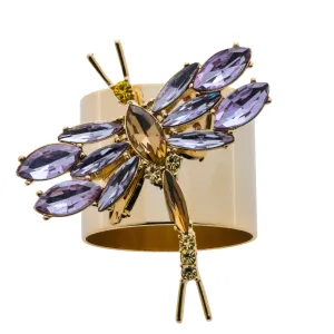 Dragonfly Napkin Rings, Amethyst, Set Of Two