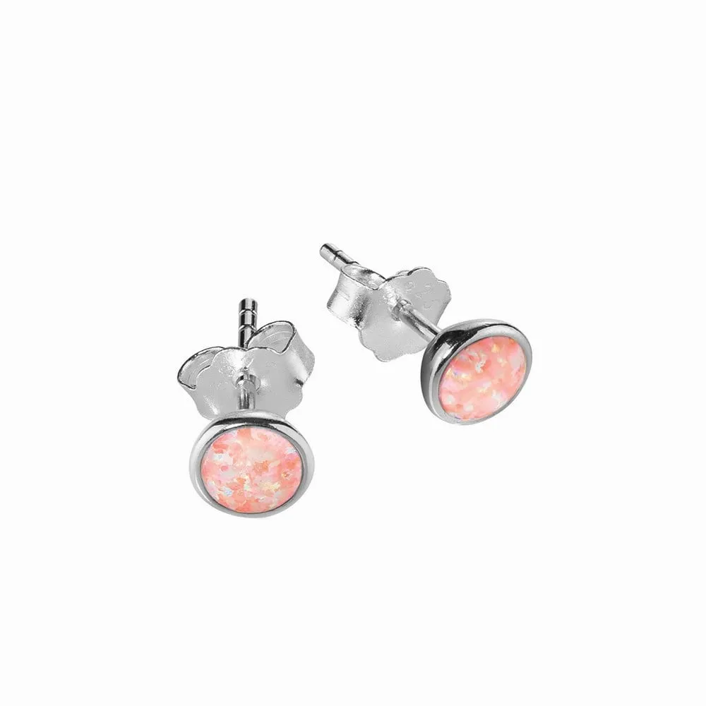 Earring - Silver Opalite Bezel Set Studs