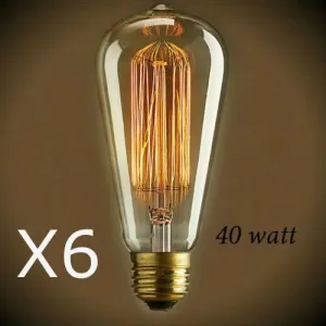 Edison Style - Vintage Bulb 40 Watt - 6 Bulb Pack