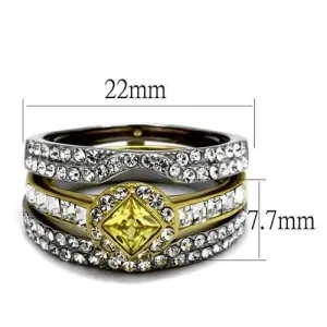 Elegant Two-Tone Gold Stainless Steel Ring with Topaz CZ - A Valentine's Masterpiece, Romantic Accessory, Luxury Fashion Ring