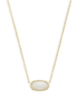 Elisa Short Pendant Necklace in Gold White Opal