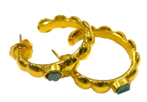 Emilia Bubble Collection Colombian Raw Emerald & 24k Gold Plated Earrings