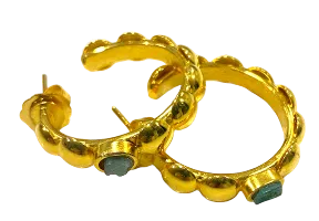 Emilia Bubble Collection Colombian Raw Emerald & 24k Gold Plated Earrings