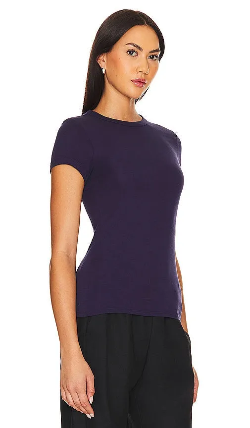 Enza Costa Supima Cotton Cap Sleeve Crew in Navy