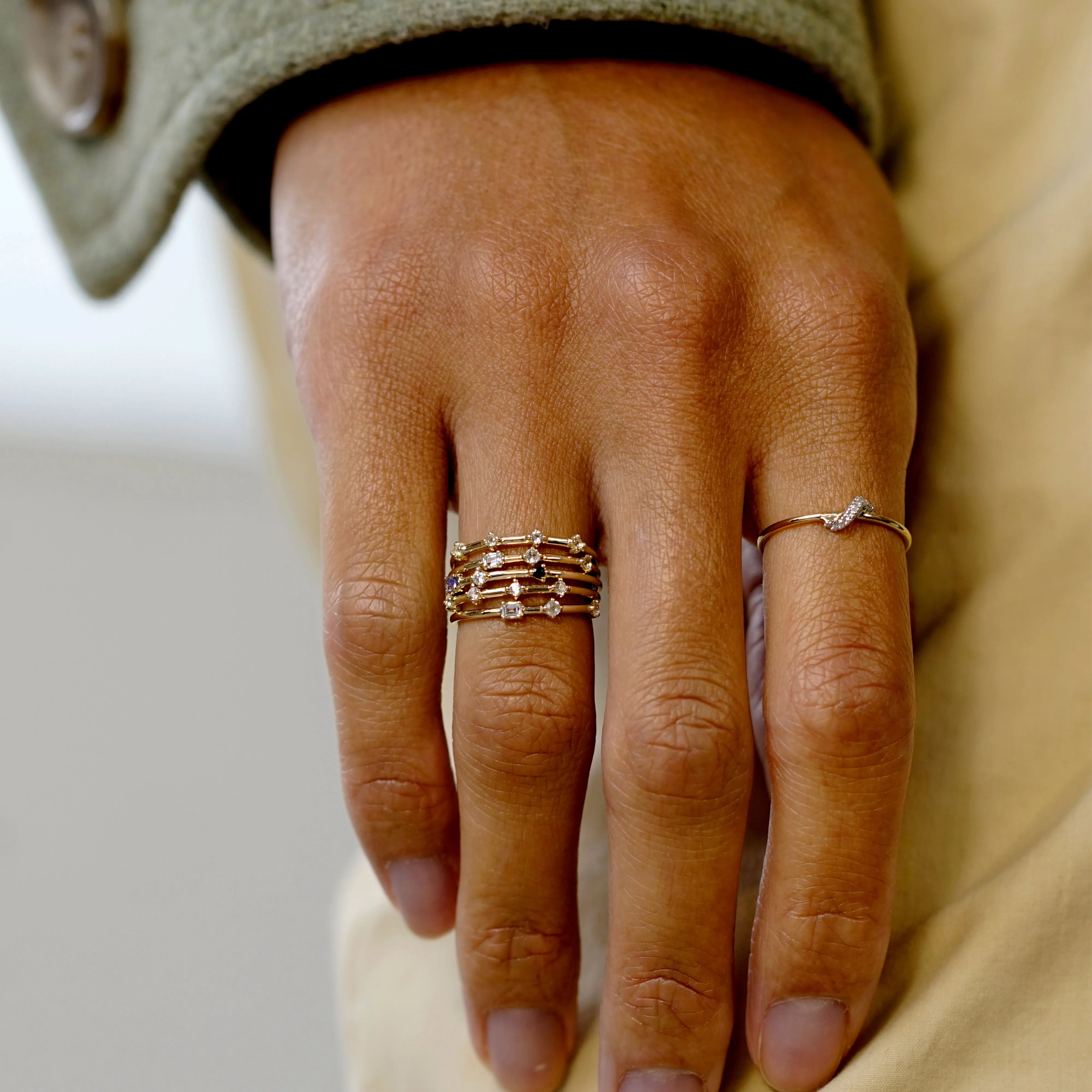 Four Stone Bamboo Ring