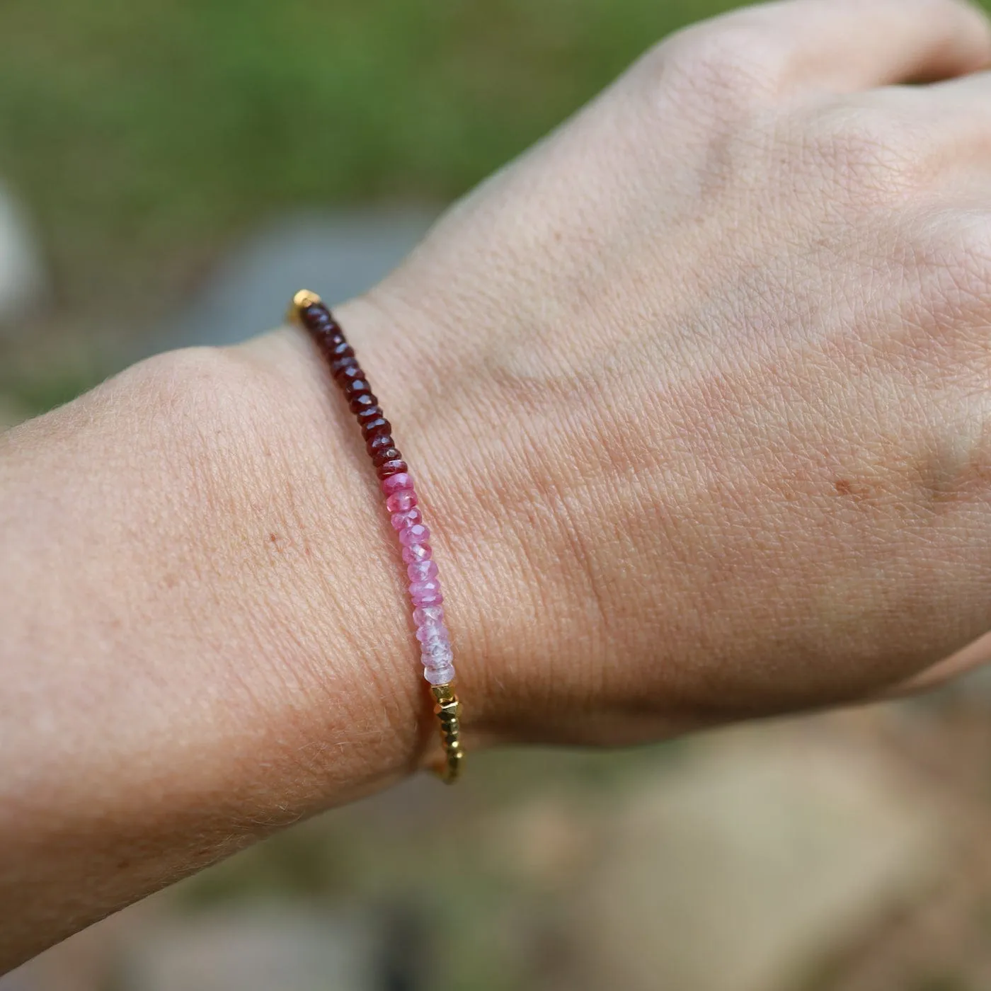 Gemstone Rondelle Bracelet in Ruby Fade