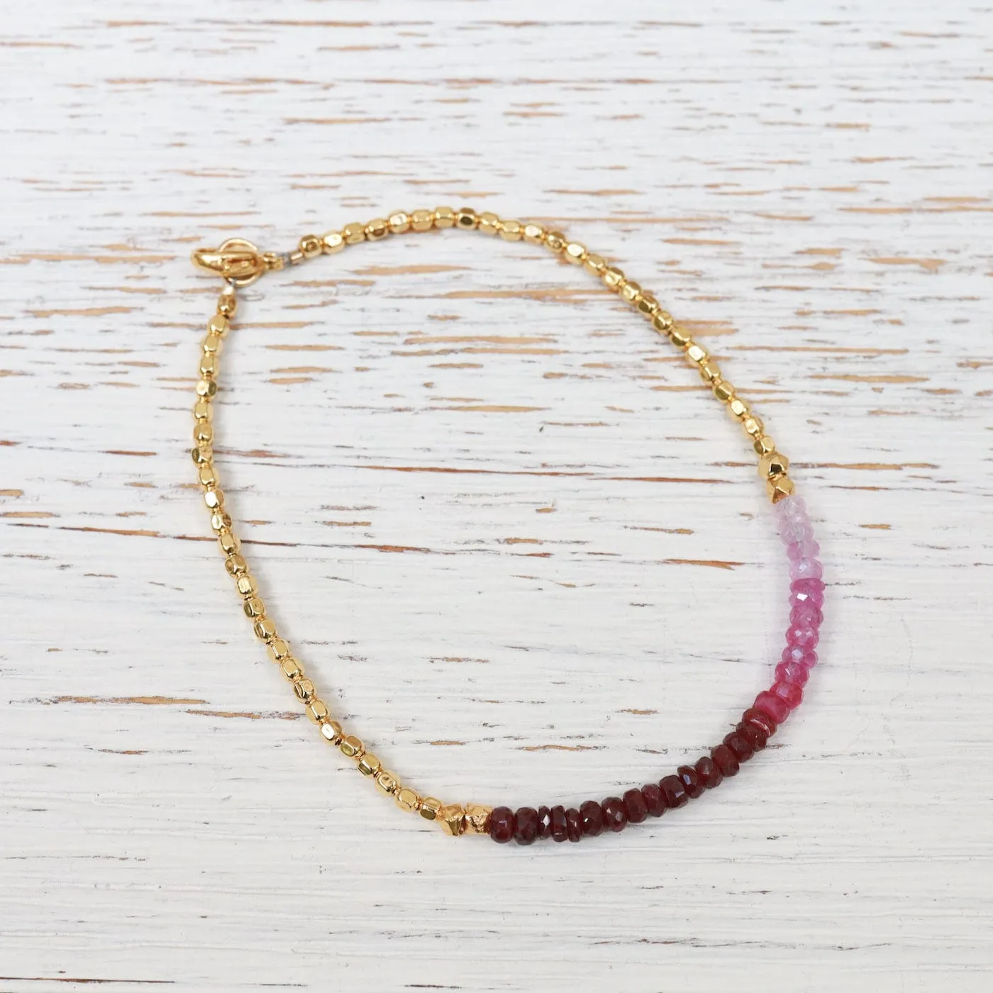 Gemstone Rondelle Bracelet in Ruby Fade