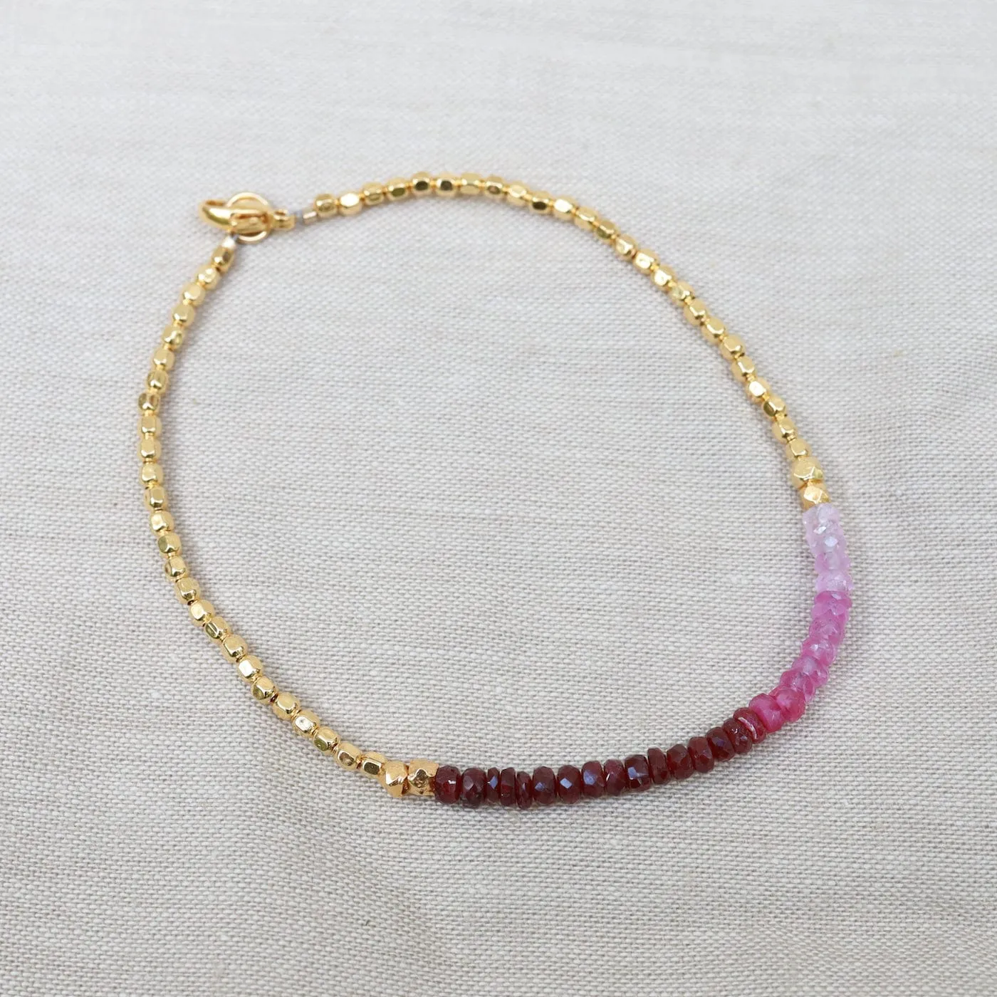 Gemstone Rondelle Bracelet in Ruby Fade