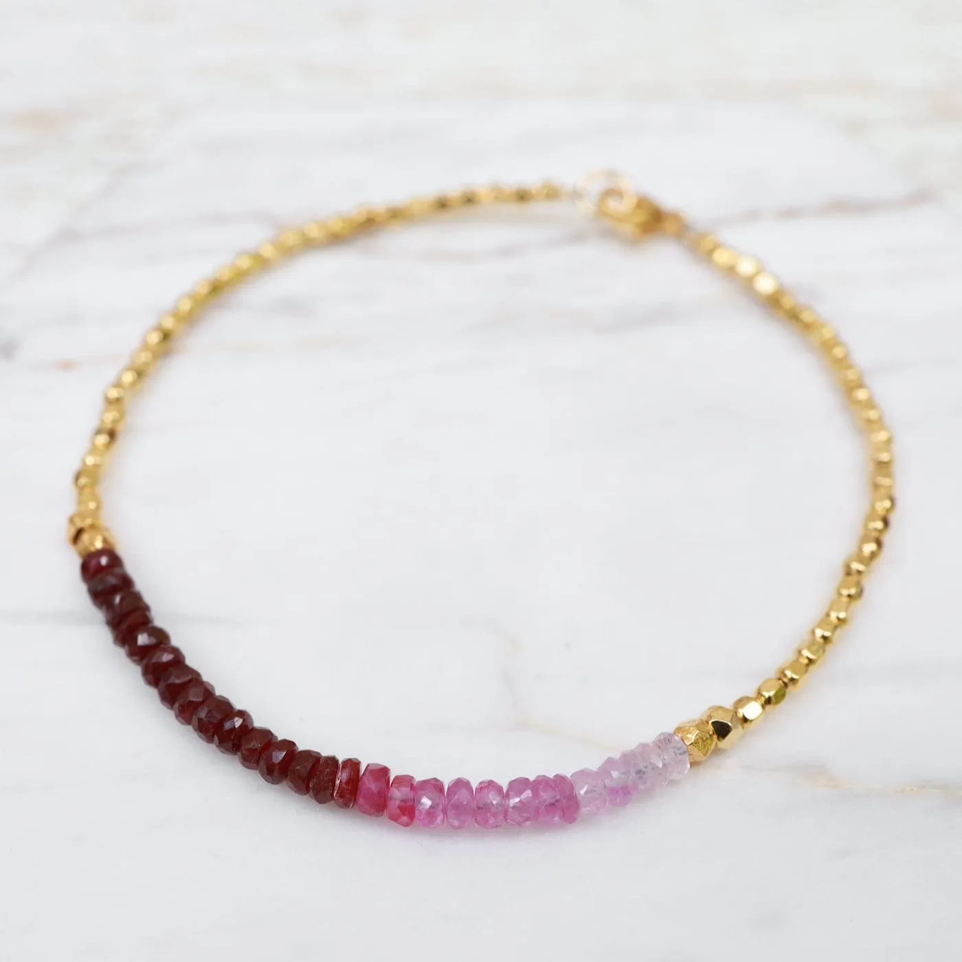 Gemstone Rondelle Bracelet in Ruby Fade