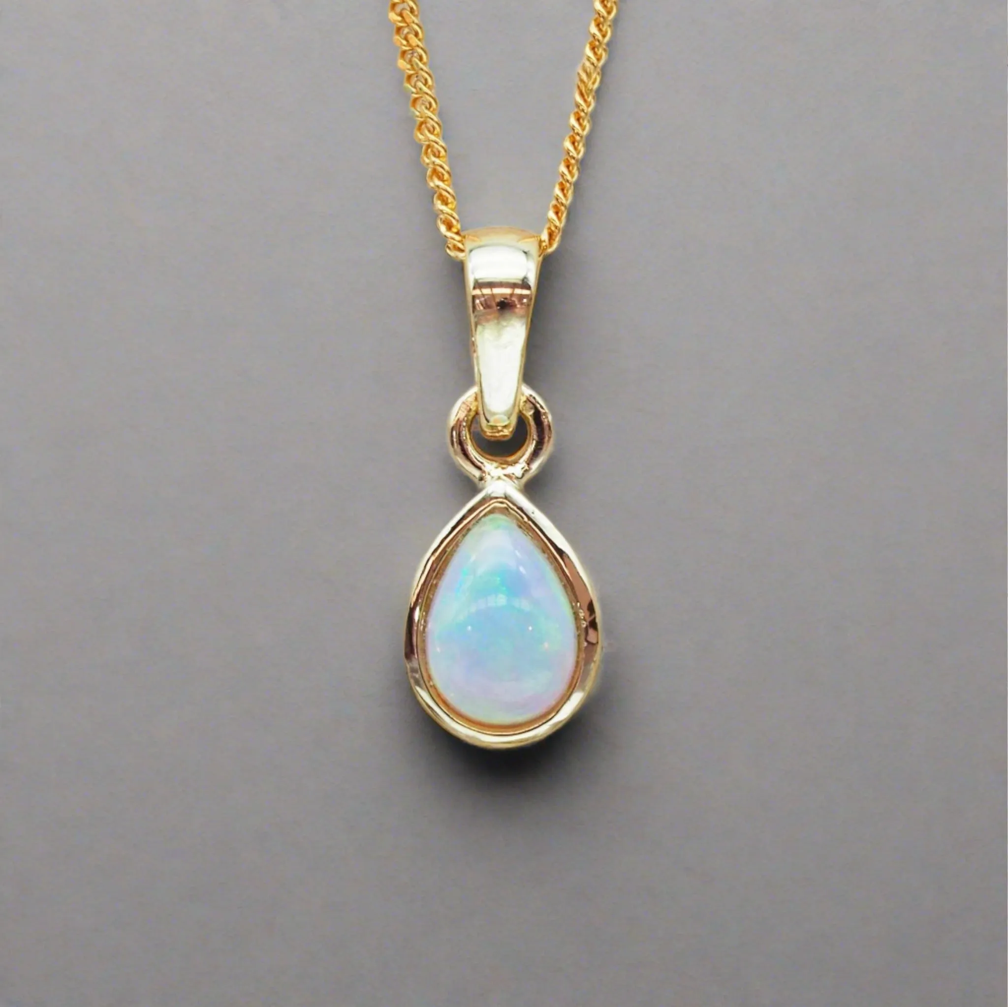 Gold Initial and October Opal Birthstone Necklace