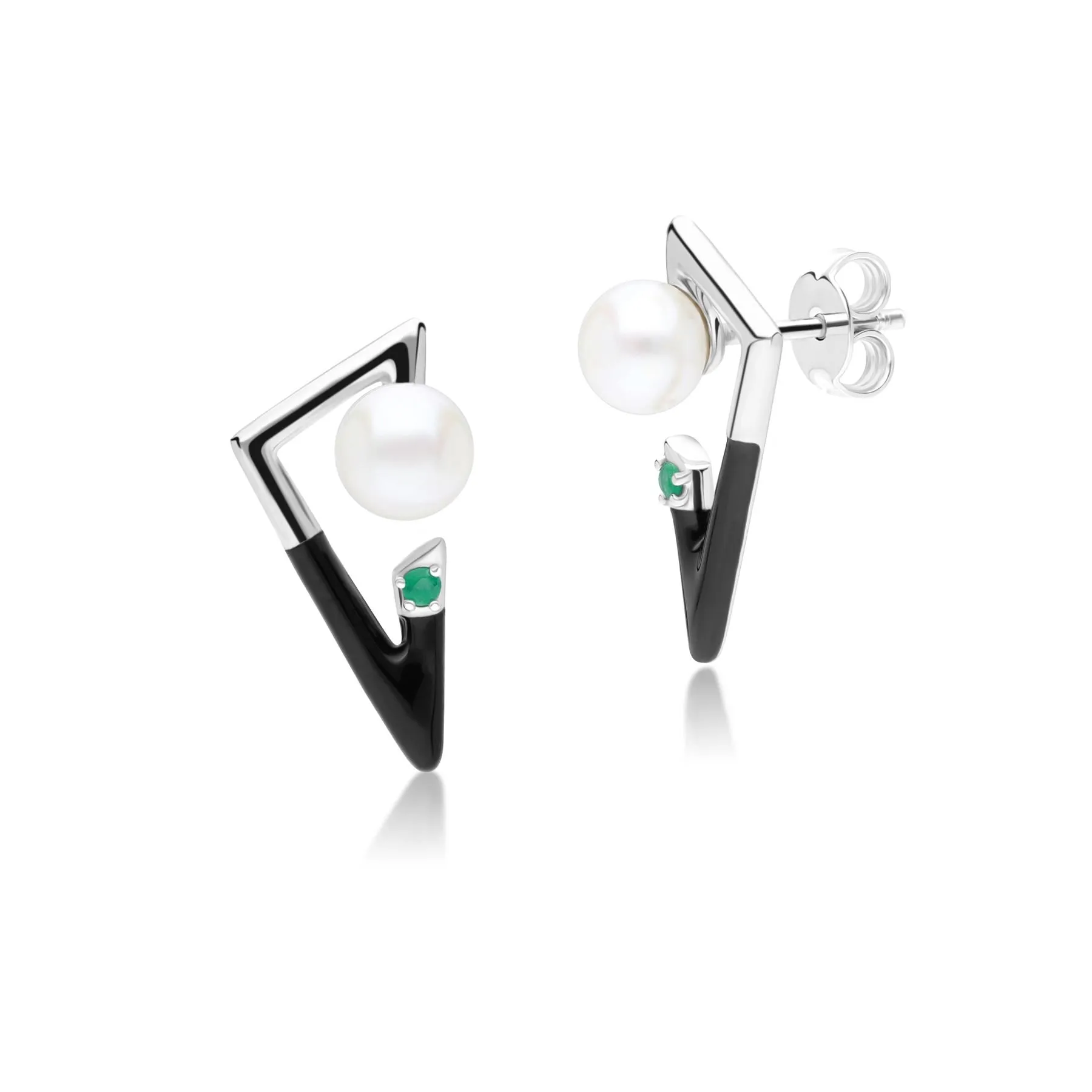 Grand Deco Smaragd & Perle Retro Ohrringe