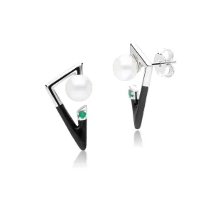Grand Deco Smaragd & Perle Retro Ohrringe