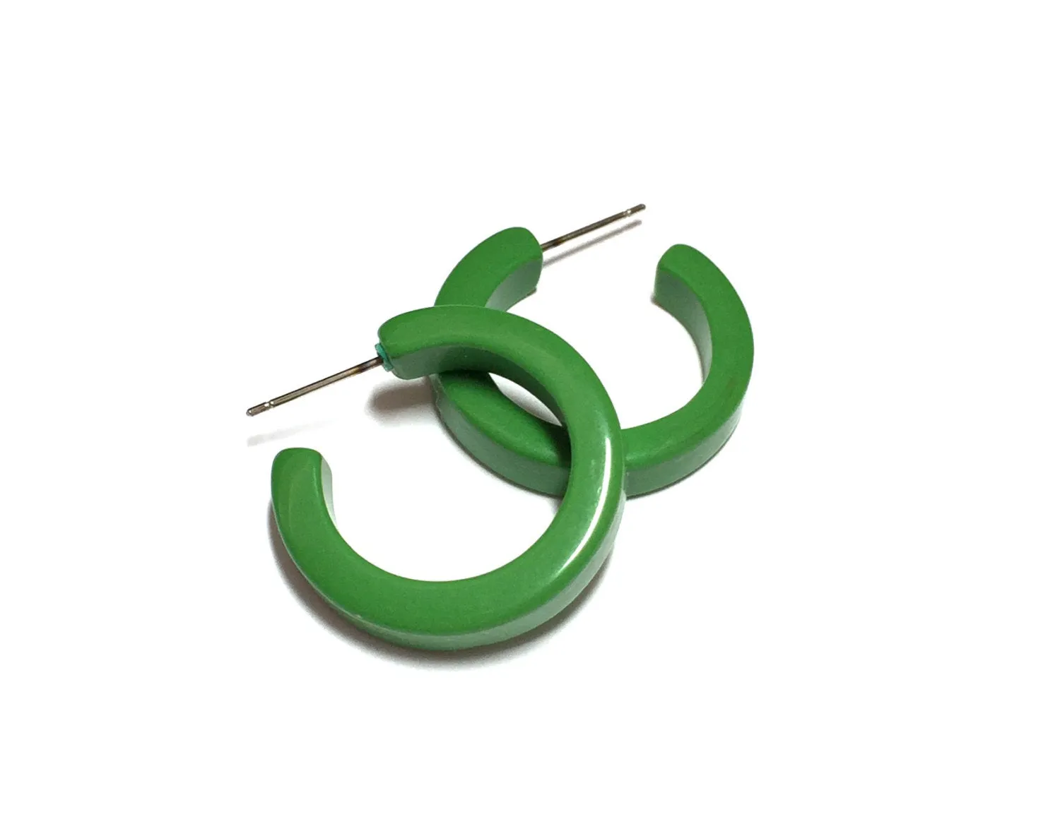 Green Small Pin Up Lucite Hoop Earrings *as is