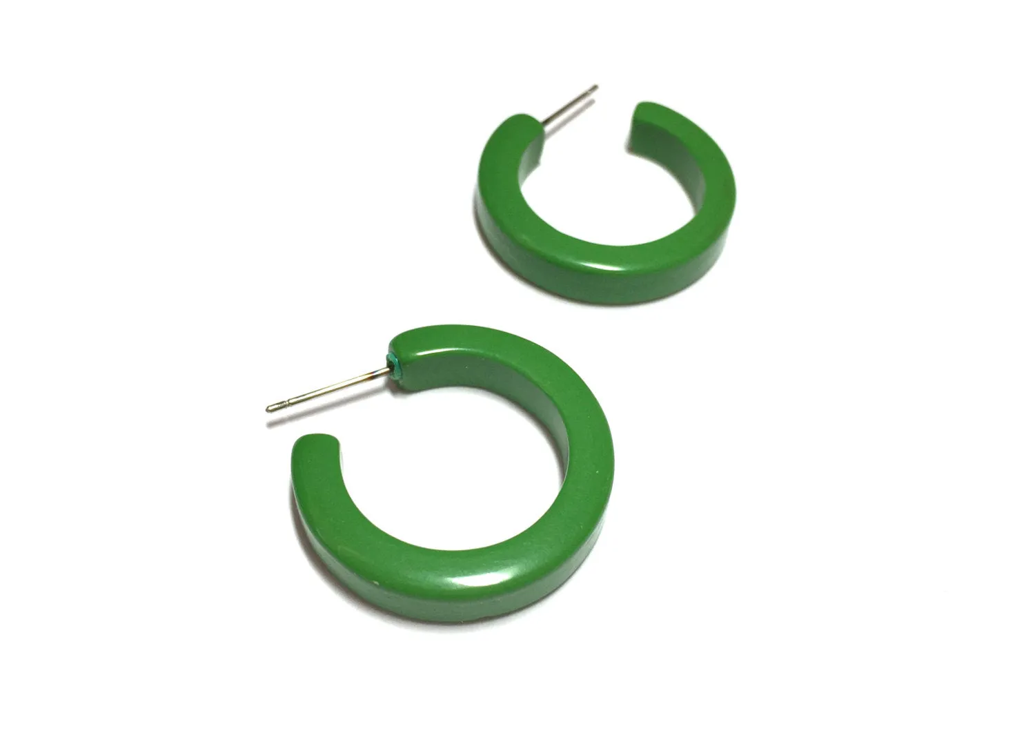 Green Small Pin Up Lucite Hoop Earrings *as is