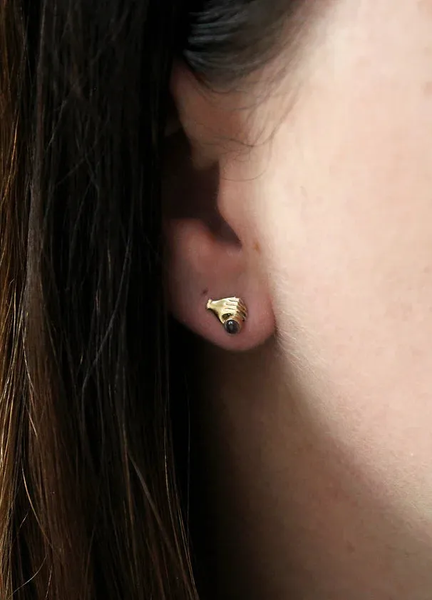 Hand   Stone Studs - 14ky   Opal