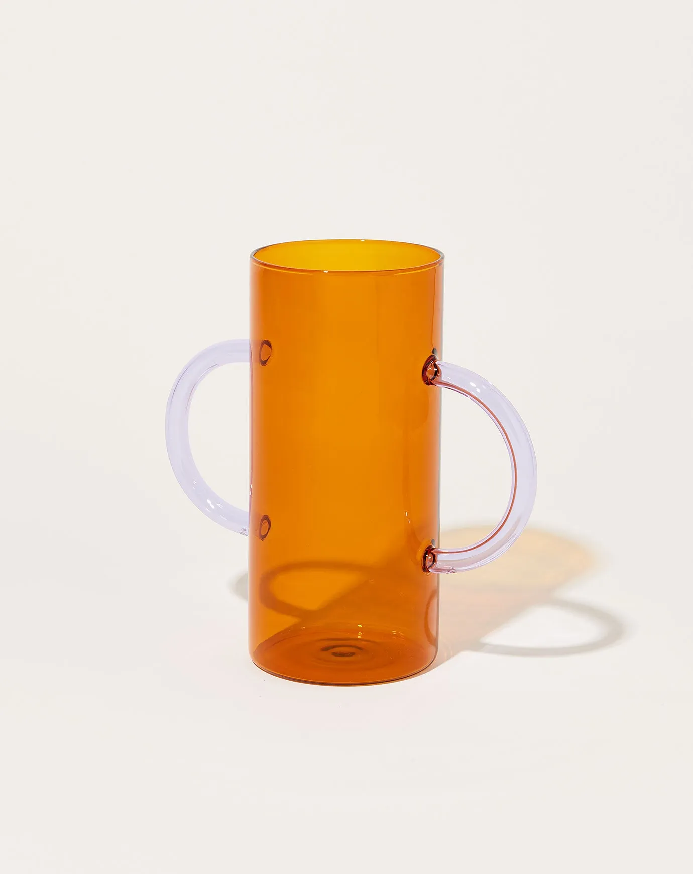 Handle Vase in Amber with Lilac