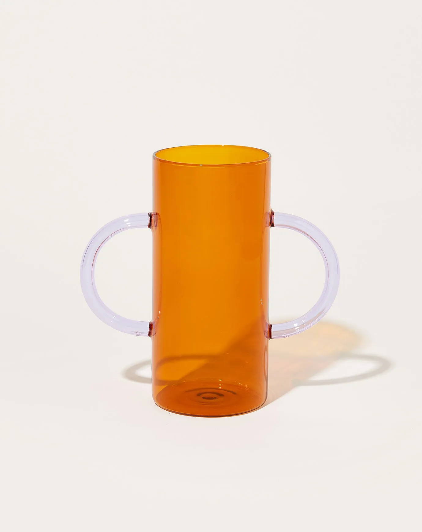 Handle Vase in Amber with Lilac
