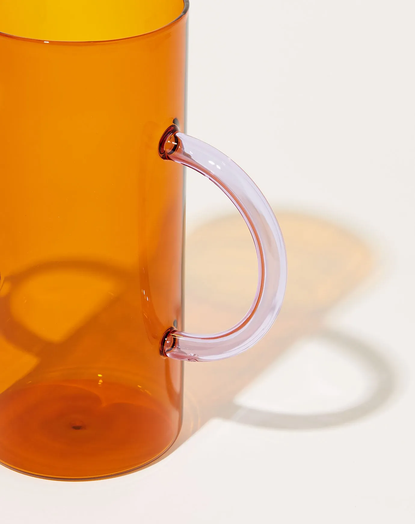 Handle Vase in Amber with Lilac