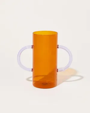 Handle Vase in Amber with Lilac