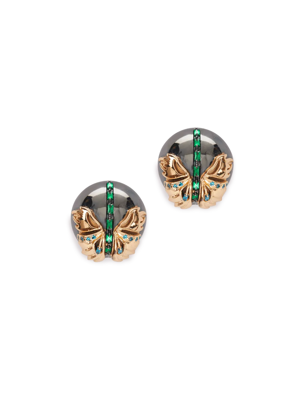 Instar Button Tops in Gold & Emerald Green