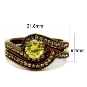 IP Coffee light Stainless Steel Ring with AAA Grade CZ in Topaz for Women Style TK2959