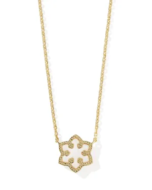 Kendra Scott Snowflake Short Pendant Necklace Gold White Kyocera Opal