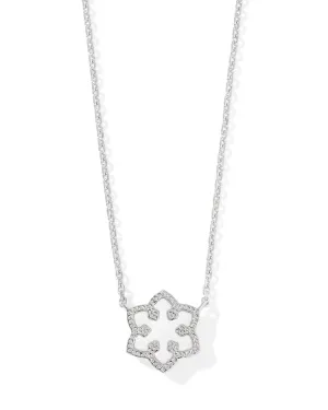 Kendra Scott Snowflake Short Pendant Necklace Silver White Kyocera Opal