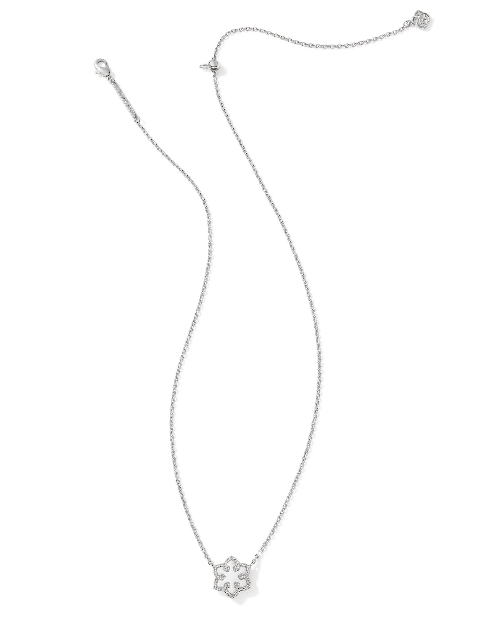Kendra Scott Snowflake Short Pendant Necklace Silver White Kyocera Opal