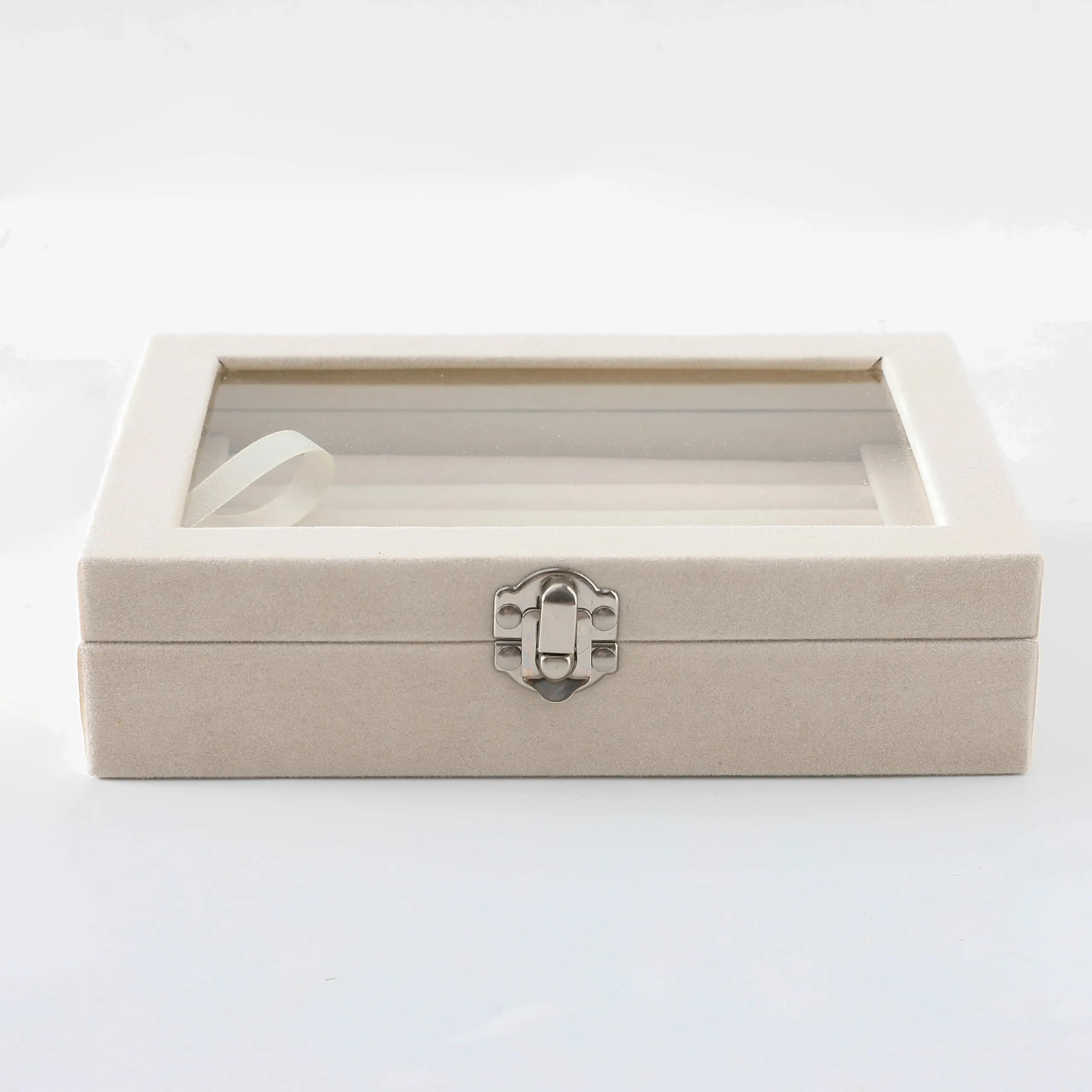 Kuber Industries Pack of 3 Velvet Jewelry Box Organizer | Jewelry Storage Box | Jewelry Organizer | Showcase Holder Dresser Organizer for Earring Necklace Bracelet Ring |YXX-020 | White