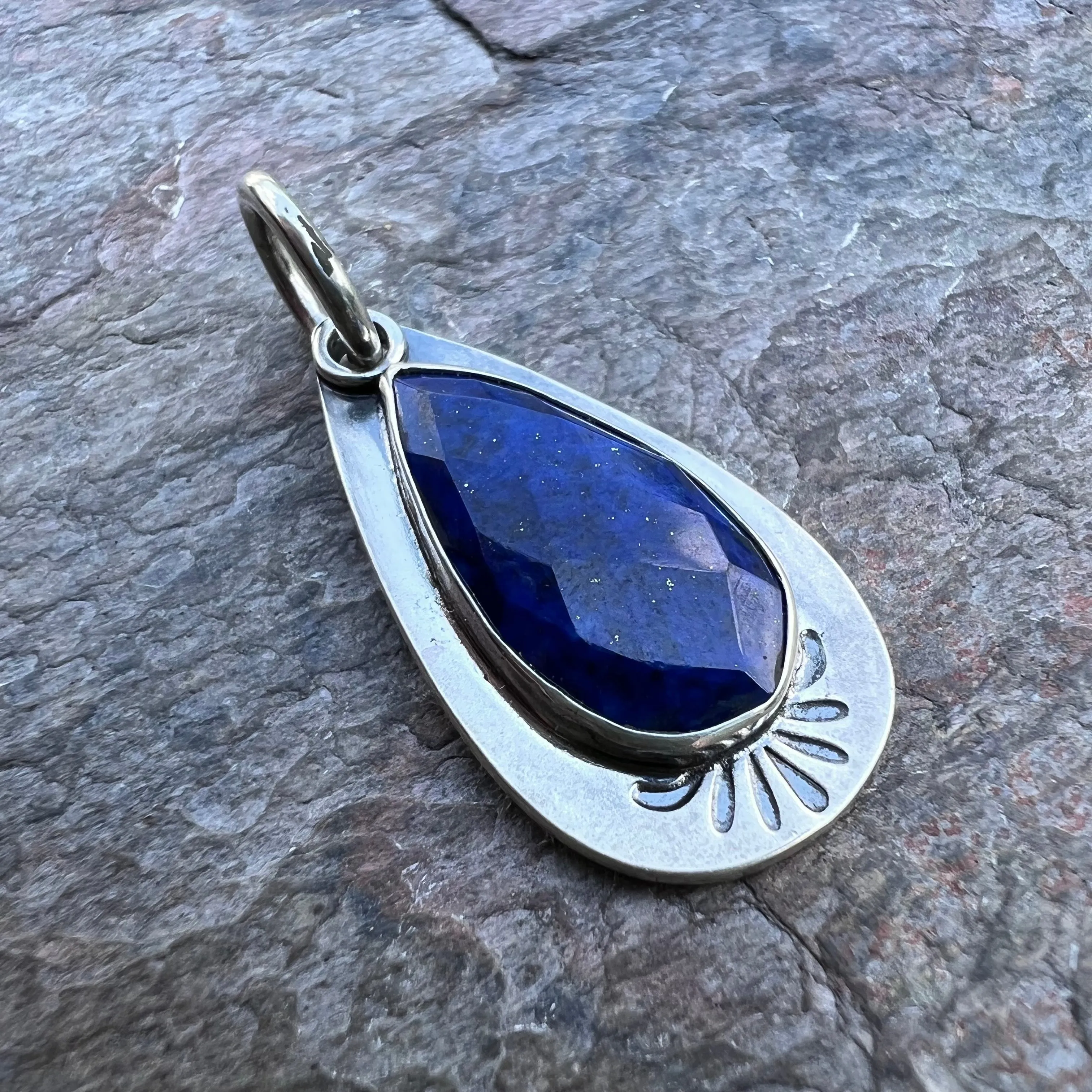 Lapis Lazuli Teardrop Pendant - Handmade One-of-a-kind Pendant