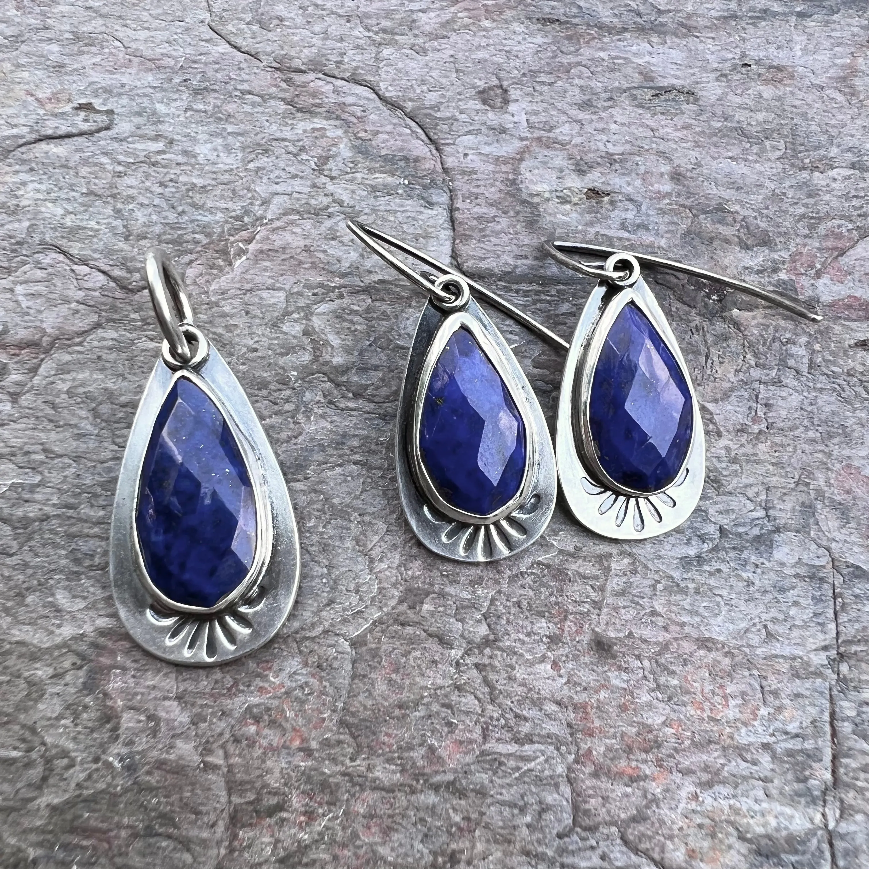 Lapis Lazuli Teardrop Pendant - Handmade One-of-a-kind Pendant