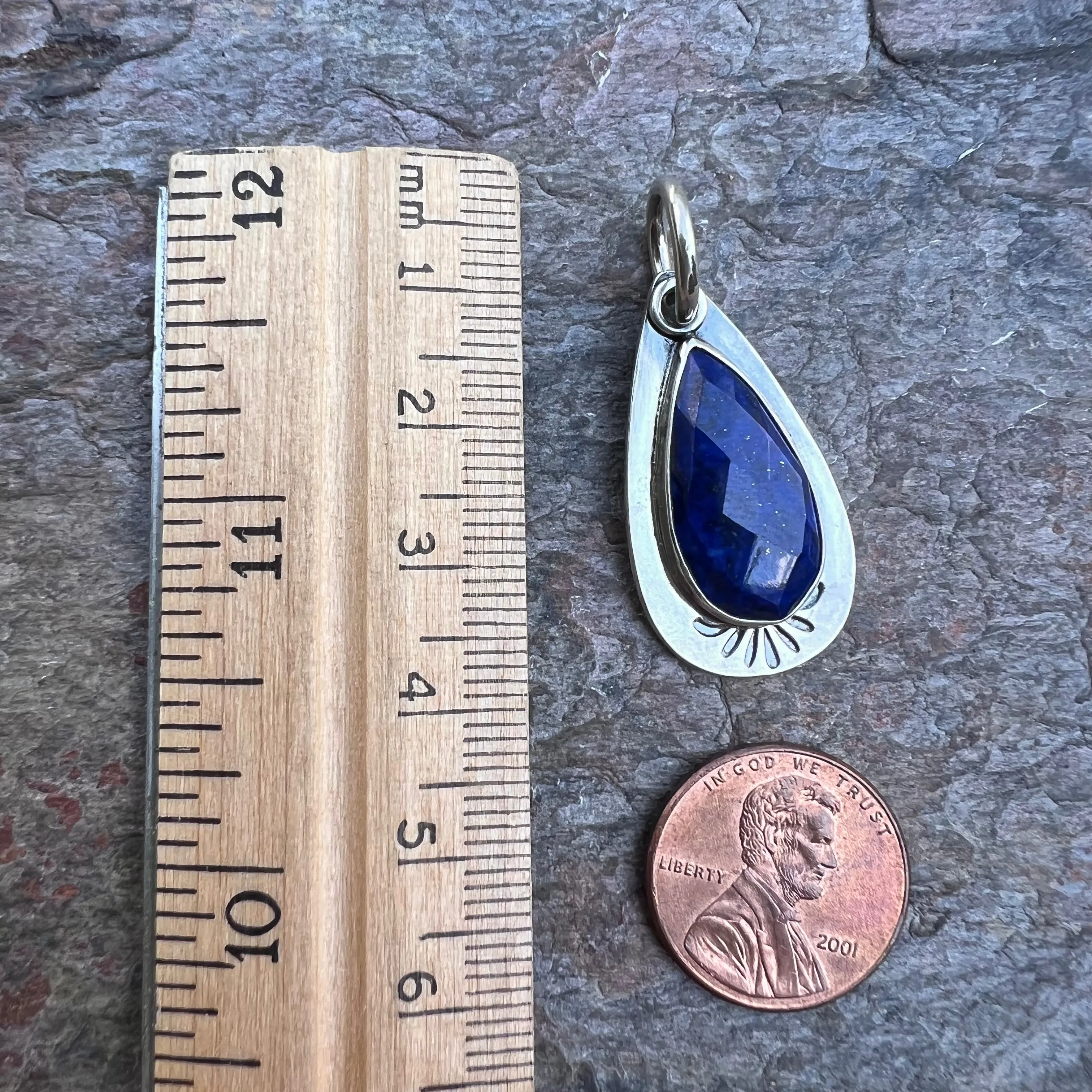 Lapis Lazuli Teardrop Pendant - Handmade One-of-a-kind Pendant
