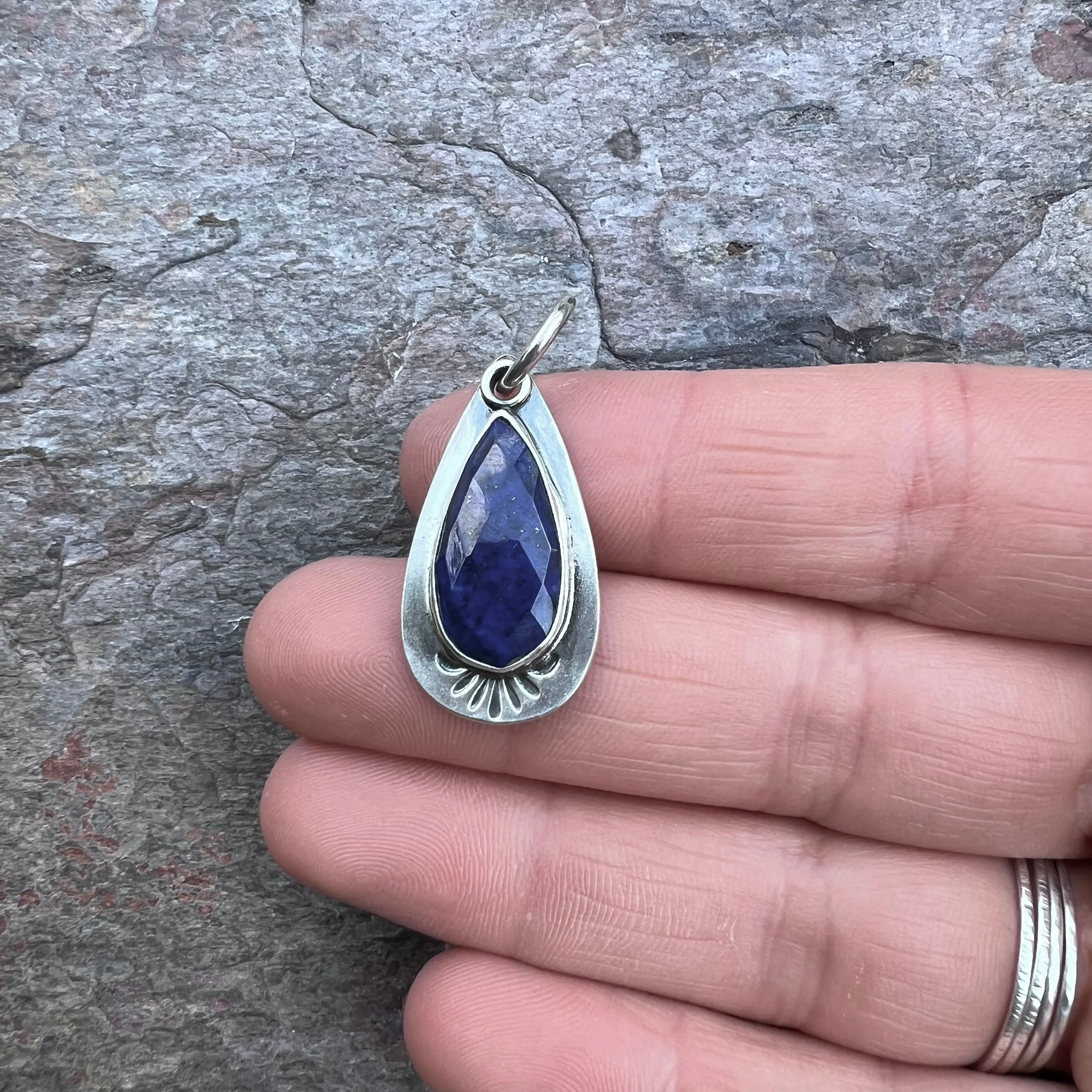 Lapis Lazuli Teardrop Pendant - Handmade One-of-a-kind Pendant