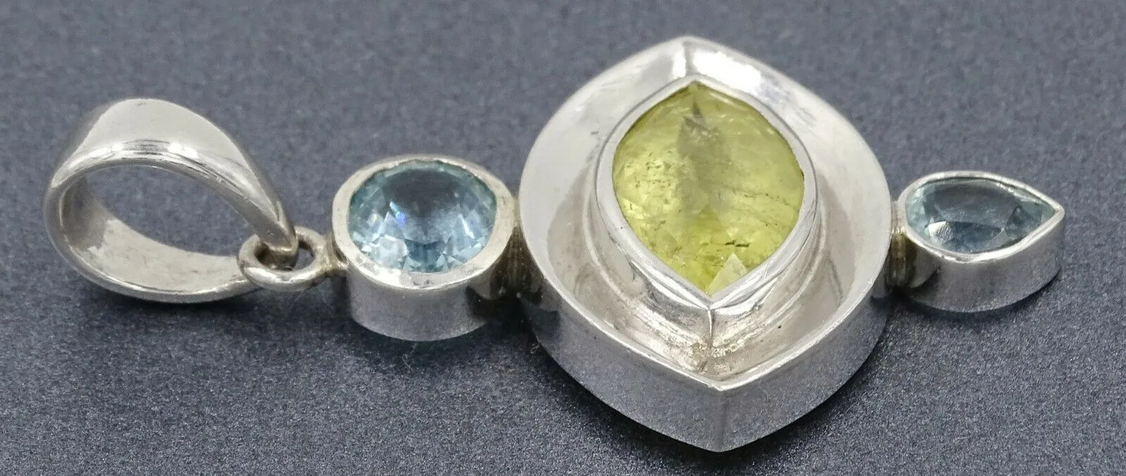 Lemon Quartz & Blue Topaz 925 Sterling Silver Pendant