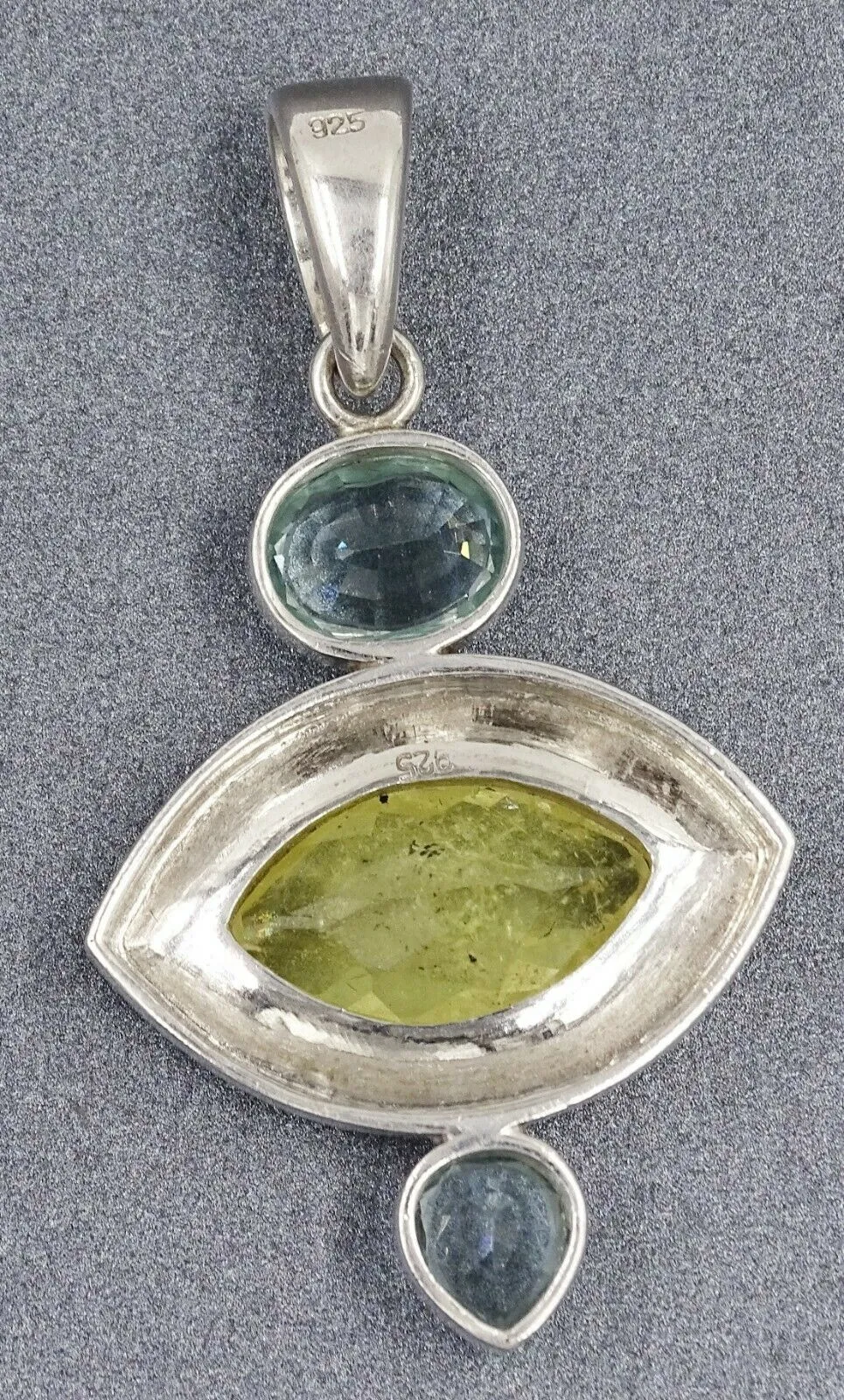 Lemon Quartz & Blue Topaz 925 Sterling Silver Pendant