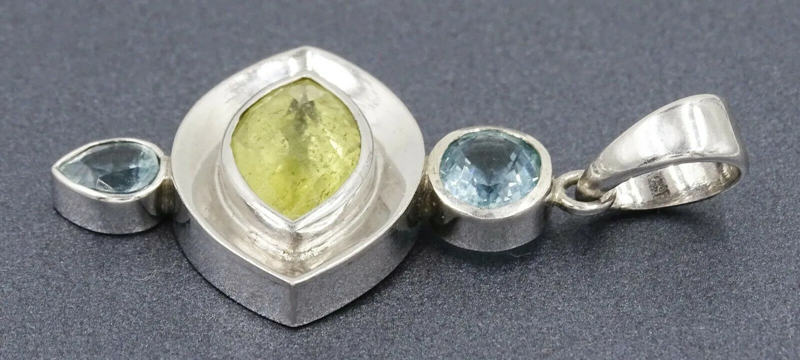 Lemon Quartz & Blue Topaz 925 Sterling Silver Pendant
