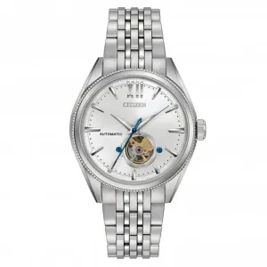 Mens Stainless Steel Dress Mechanical Silver Tone Watch NB4000-51A