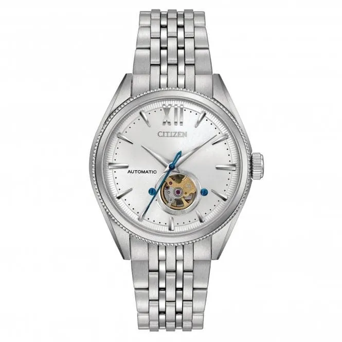 Mens Stainless Steel Dress Mechanical Silver Tone Watch NB4000-51A