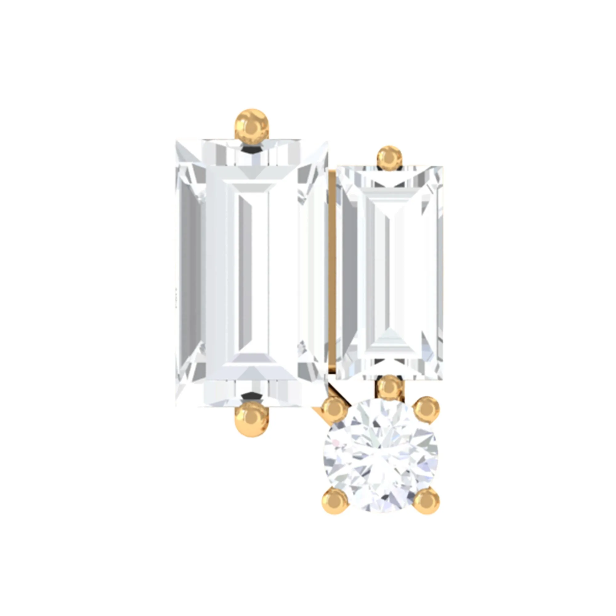 Minimalist Baguette Moissanite Earring for Conch Piercing